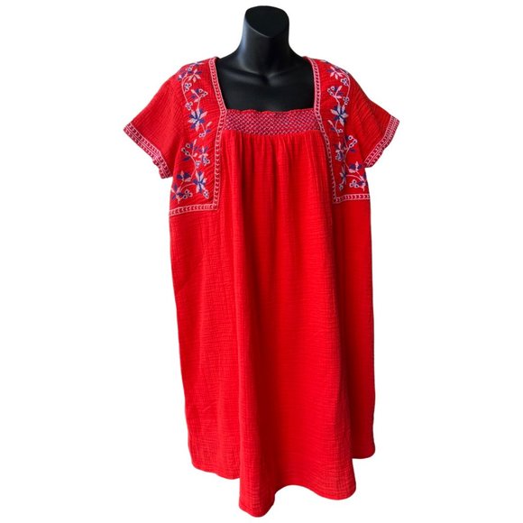 🌸4/$50🌸 NEW Old Navy Gauze Cotton Dress with Embroidery Detailing - Picture 6 of 16